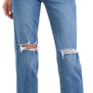 NWOT pistola Light Blue Distressed Straight Leg Jeans